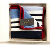 Gift Set - blue & navy cashmere & cotton Blanket & Hat set